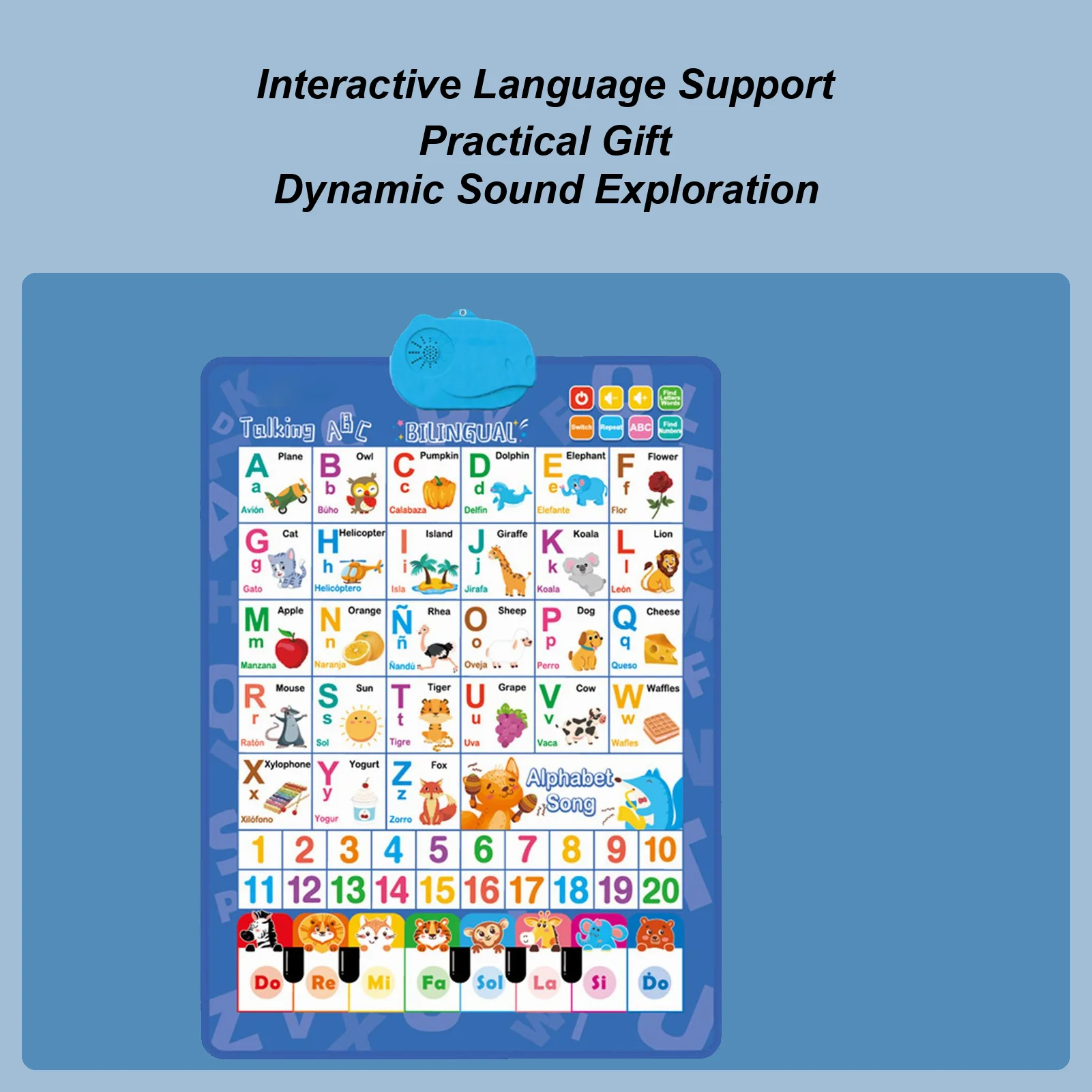 

Говорящие настенные диаграммы для детей, двуязычные цифры алфавита, говорящий музыкальный постер для фортепиано для детей, мальчиков и девочек, От 1 до 6 лет, праздник на день рождения