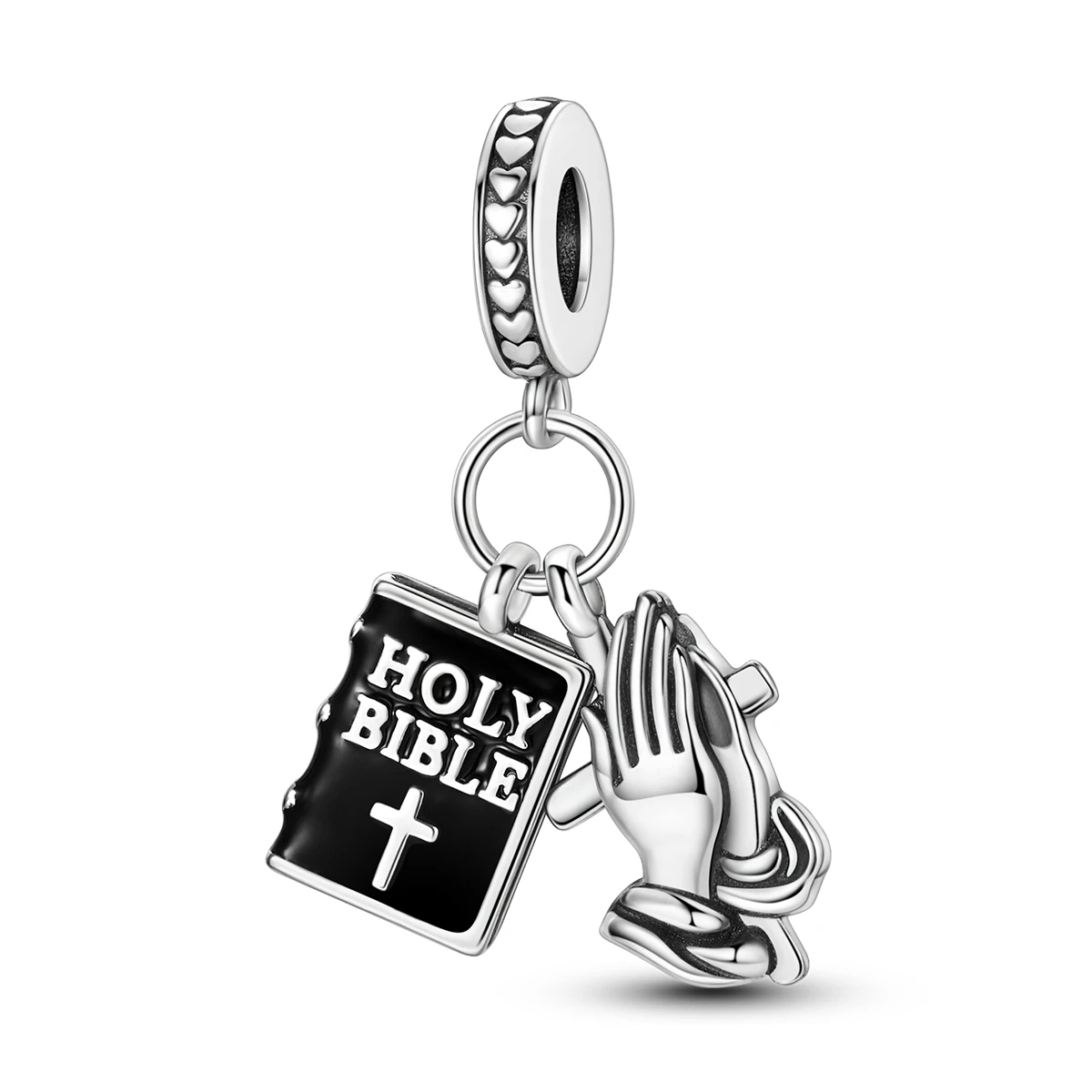 925 Sterling Silver Bible And Prayer Hand Pendant Charms Beads Fit Bracelets DIY Fine Party Decoration Gift Jewelry Accessories