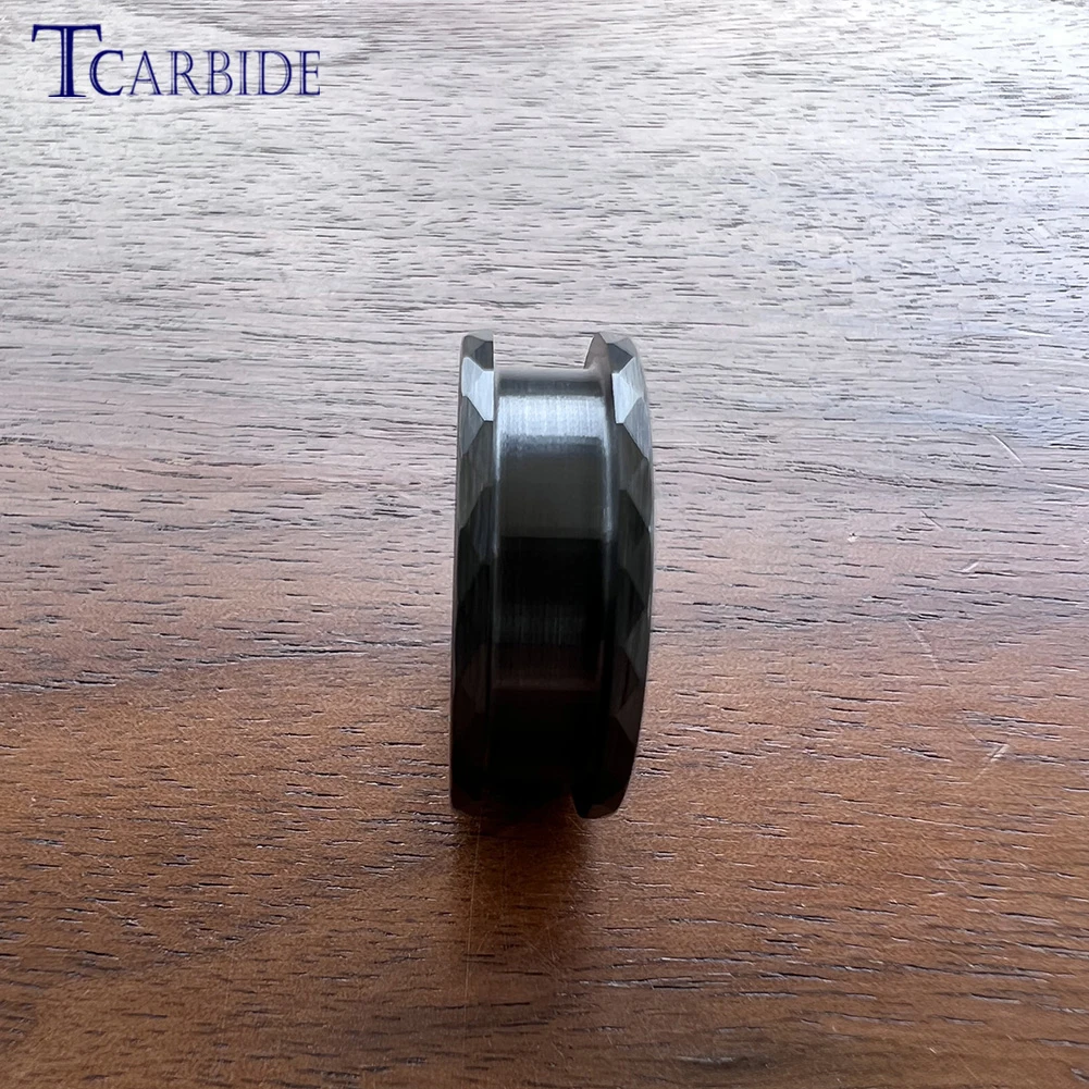 Wholesale Dropshipping 8mm Tungsten Blanks Hammer Empty Ring 5.0 Groove Domed Brushed Finish Comfort Fit