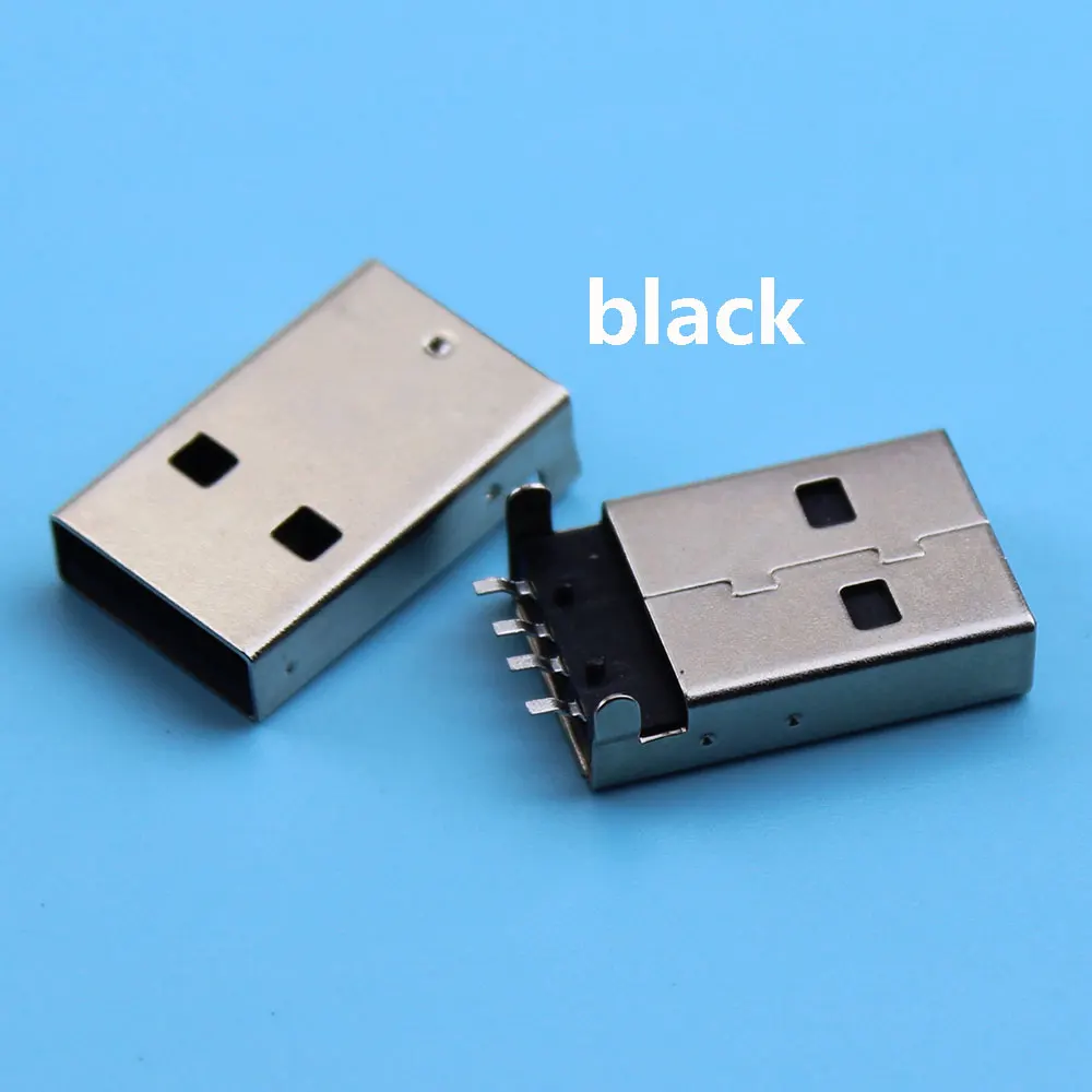 

10/50Pcs/lot USB 2.0 Male A Type AM 4pin Male 180 Degree SMT / DIP USB PCB Connector Plug White black