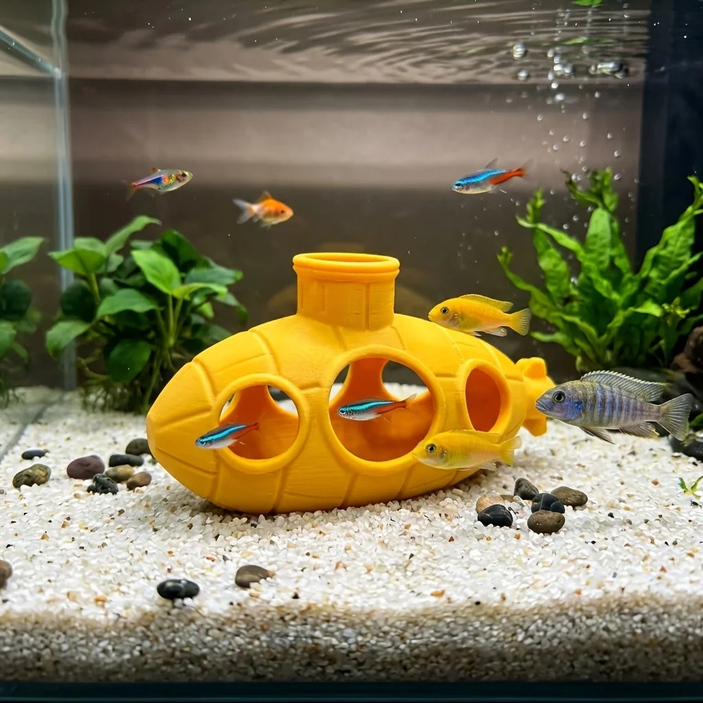 Submarine Shaped Ornament Suitable For Fish Tank Landscaping Small Fish Hiding On The Table Decoration