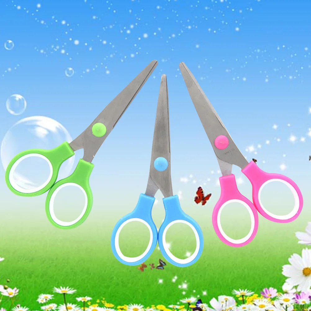 6Pcs Student Scissors Premium Stainless Steel Safe Edge for Projects Paper Cutting School Stationery Scrapbooking