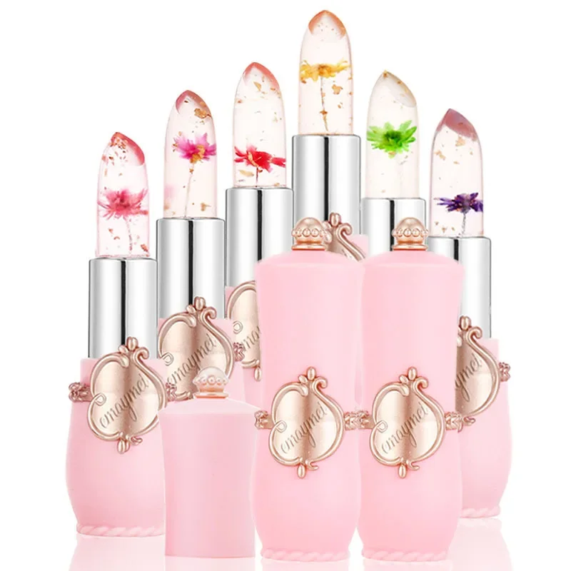 6-teiliges Make-up-Lippenstift-Set, trockene Blume, Gelee, kristallklar, langlebig, feuchtigkeitsspendende Lippen, Farbwechsel, rosa Lipgloss, Kosmetik