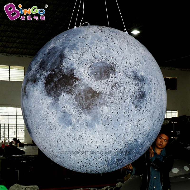 

Free Shipping 2 Meters Air-tight PVC Inflatable Moon with Lights Hanging Air-sealed Planet Sphere Balloon for Decoration