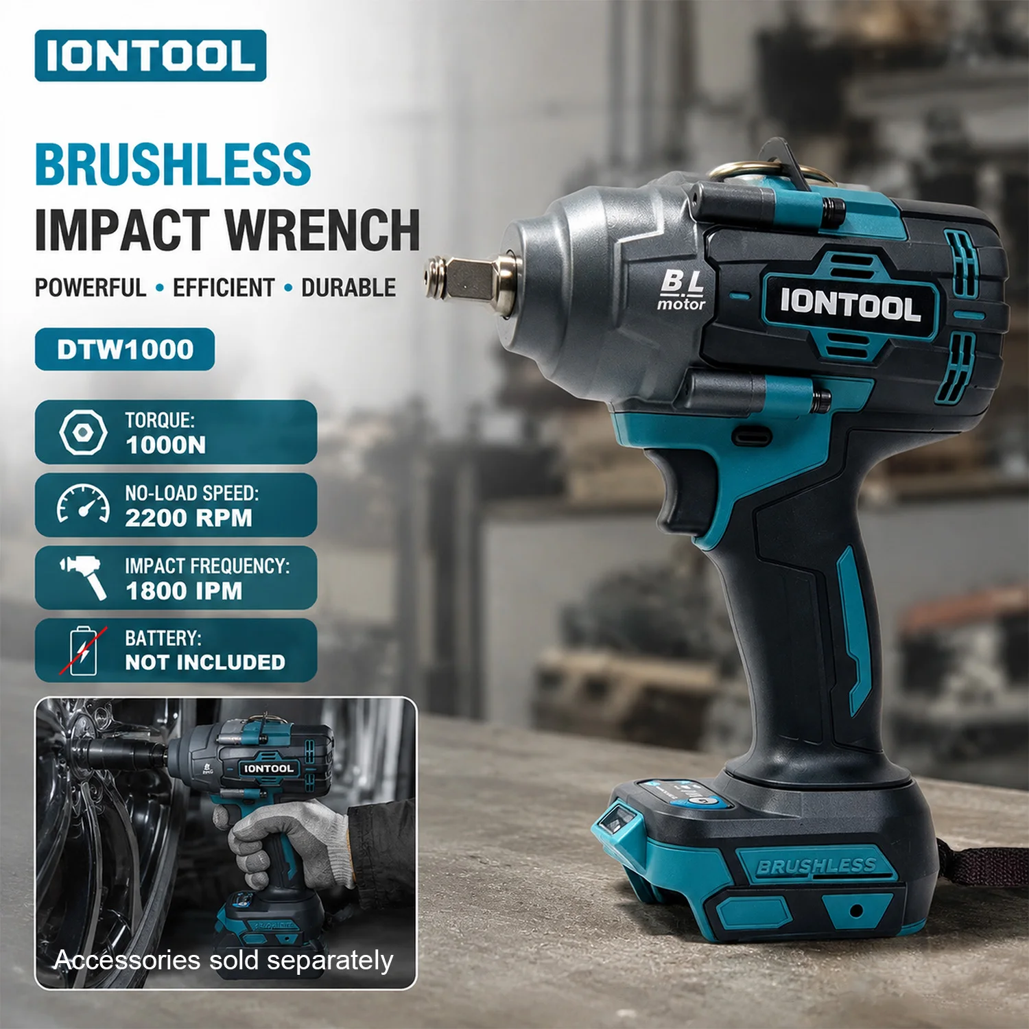 IONTOOL Brushless Cordless Impact Wrench Bare Unit Power Tools for Factory Equipment Assembly and Mechanical Fastening