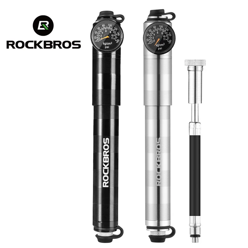 

Велосипедный насос ROCKBROS 160psi, портативный мини-насос высокого давления из алюминиевого сплава с ЧПУ, барометр AV/FV, Аксессуары для велосипеда