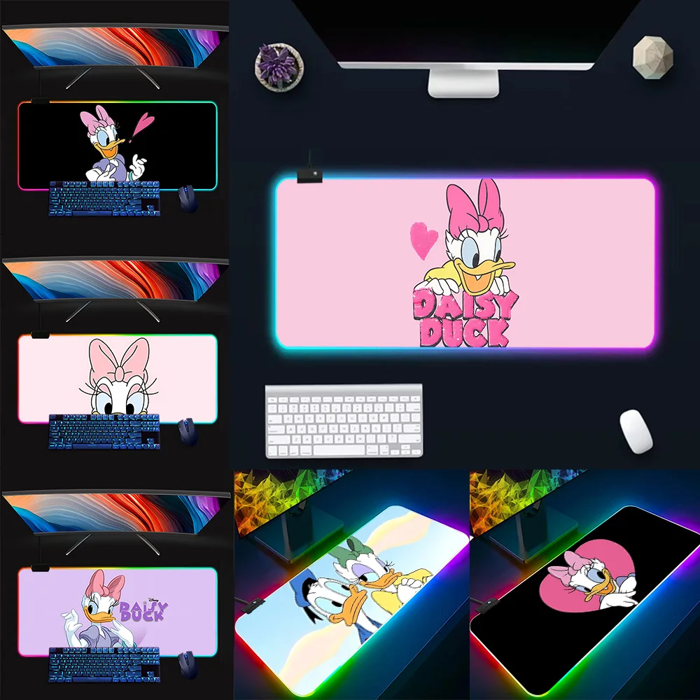 

Daisy Duck RGB Pc Gamer Keyboard Mouse Pad Mousepad LED Glowing Mouse Mats Rubber Gaming Computer Mausepad