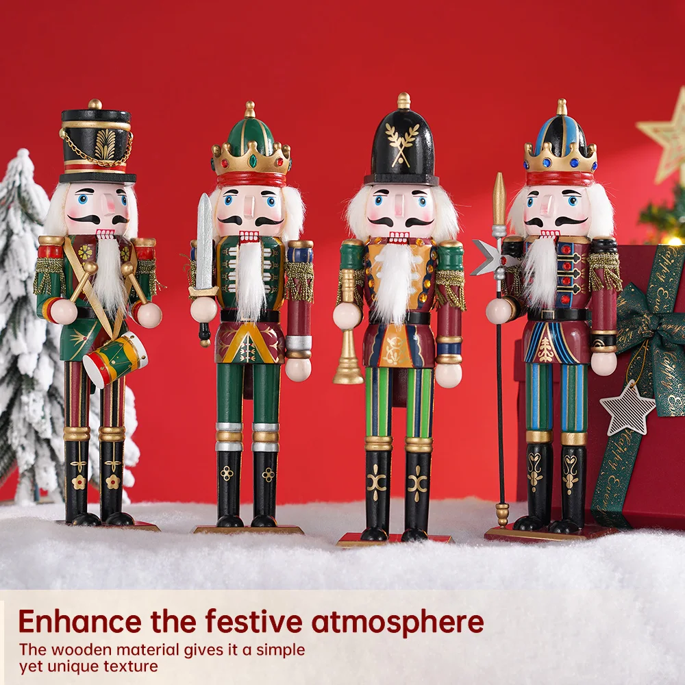 1Pcs Wooden Nutcracker Soldier Figurines Ornaments 30CM Nutcracker Puppet Desktop Crafts Kids Gifts Christmas Home Decorations