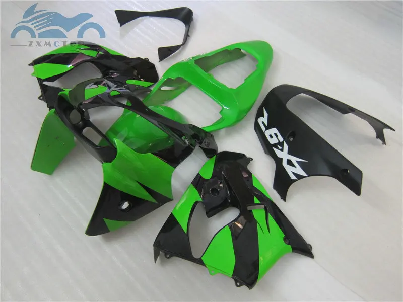 ABS plastic full fairing set for Kawasaki Ninja 636 ZX9R 2002 2003 ZX 9R 02 03 green black aftermarket body Fairings parts