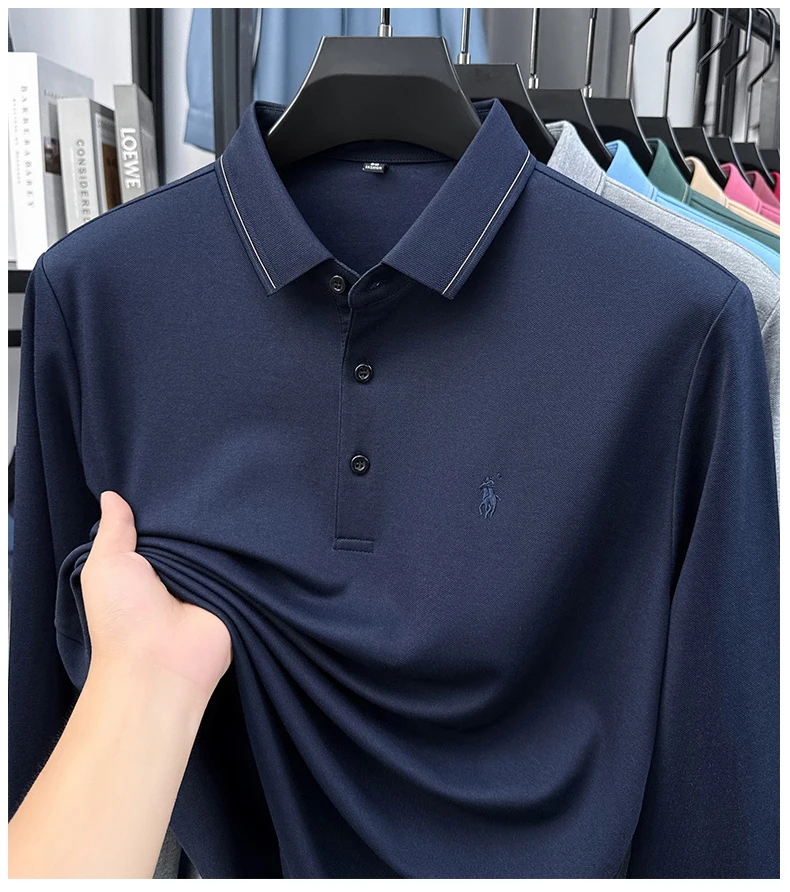 High End Long Sleeved T-shirt, Autumn New Product, Men's Polo Shirt, Middle-aged Base Top