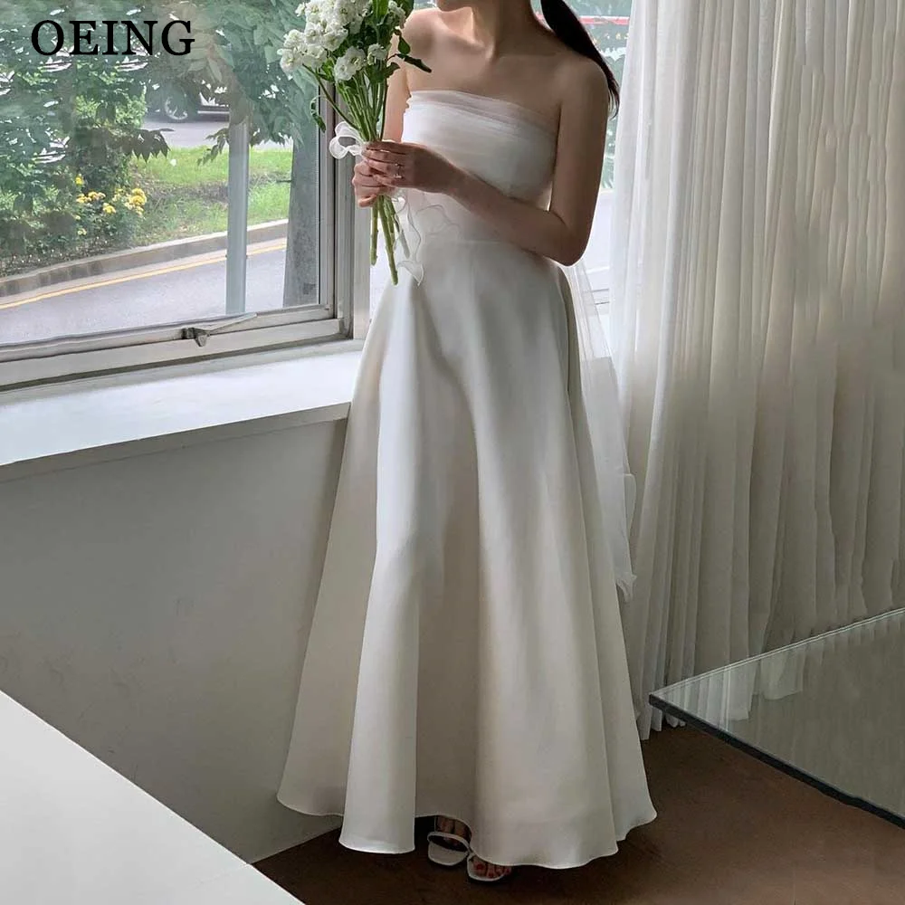 

OEING Off Shoulder Elegant Korea Wedding Dresses Simple Photoshoot Sleeves Floor Length Corset Back Bridal Gowns 4 Styles