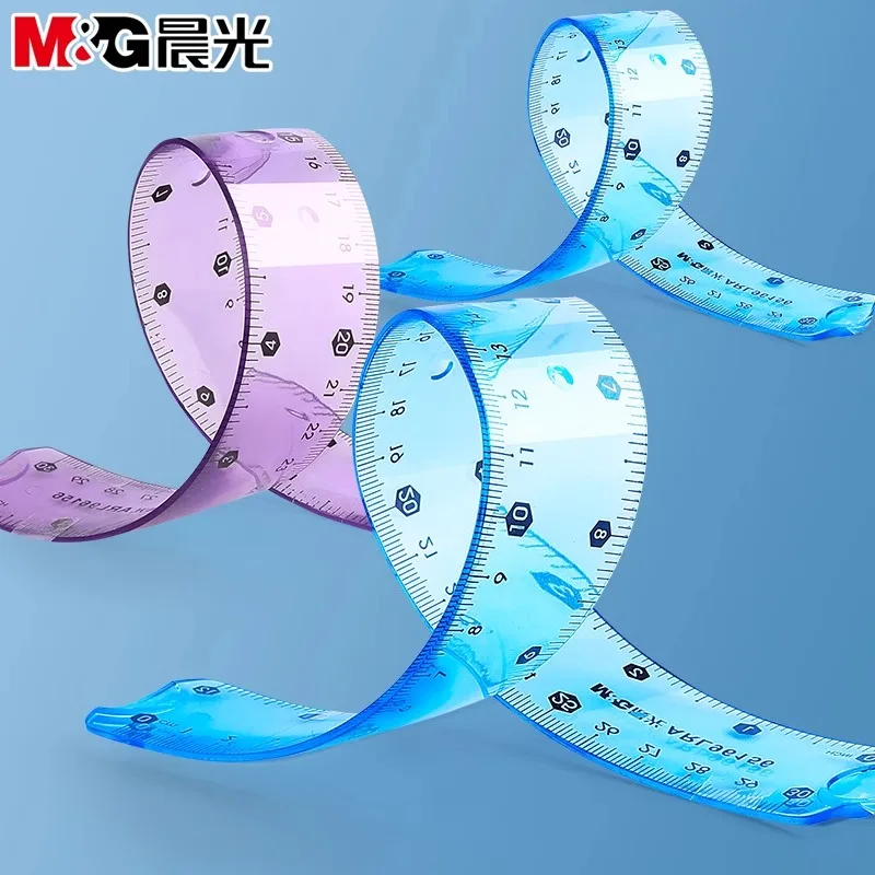 M&G 15cm 20/30cm Transparent Soft Ruler Wave Ruler Toughness Not Easy to Break Durable Soft Straightedge School Stationery