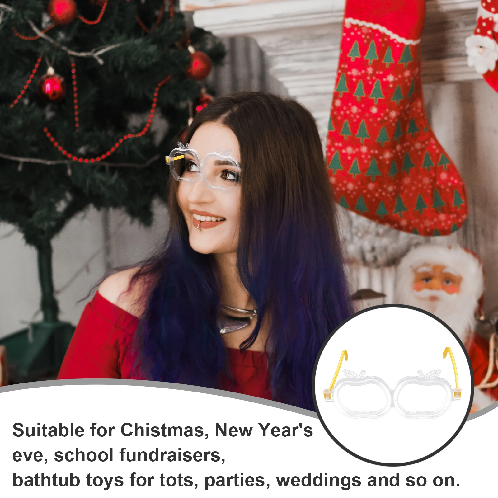 

10Pcs Apple Shape Glow Fluorescent Glasses Bright Light Up Christmas Halloween Party Discos Festival Essentials