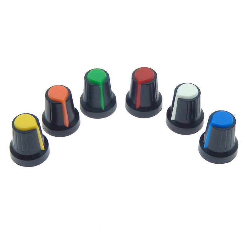 10Pcs WH148 Potentiometer Switch knob Cap Plastic Knob Plum Handle 15X17mm AG2 Handle 6MM BLACK RED YELLOW ORANGE WHITE