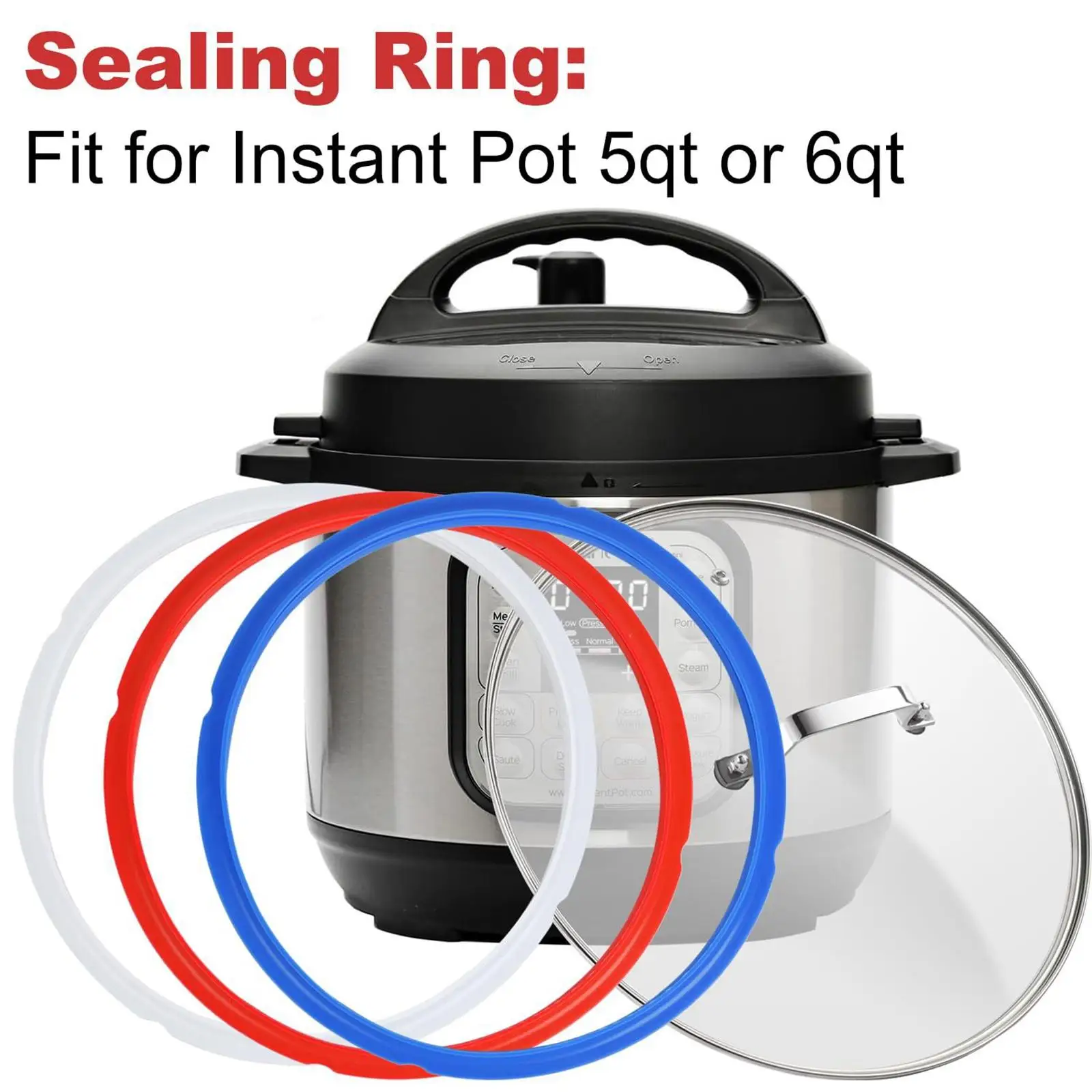 Professional Silicone Pressure Cooker Sealing Ring Secure Fit Replacement for 5 or 6 Quart Kitchen Equipment