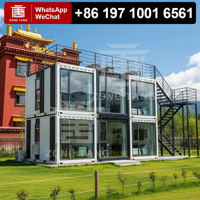 

Prefab Home Flat Pack Домашняя сборная доставка Контейнерные домики Огнестойкий многокомнатный временный корпус Настроить цветные домики на продажу