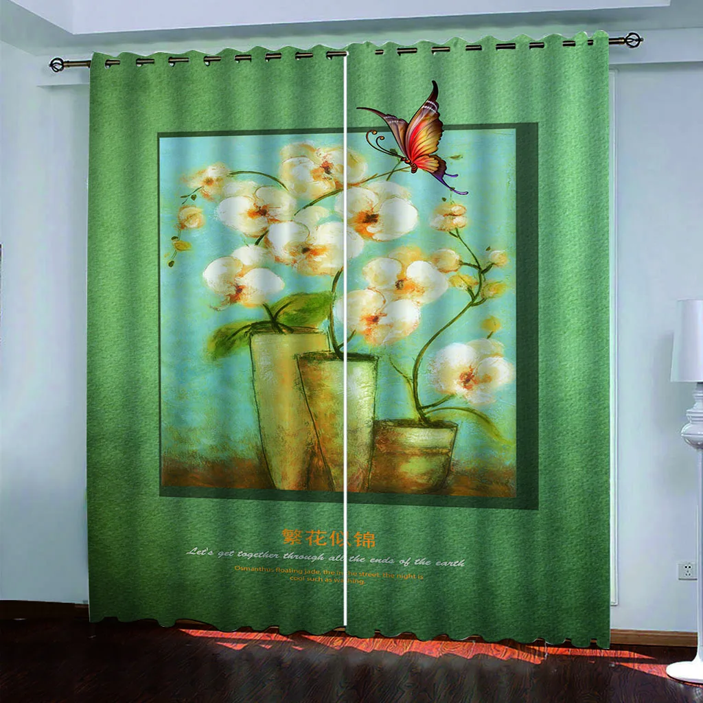 Customized Black Out Curtains For Bedroom Uk Vintage Flower Butterfly Bedroom Blackout Curtains 3D Super Soft Kids 2Pcs Thermal