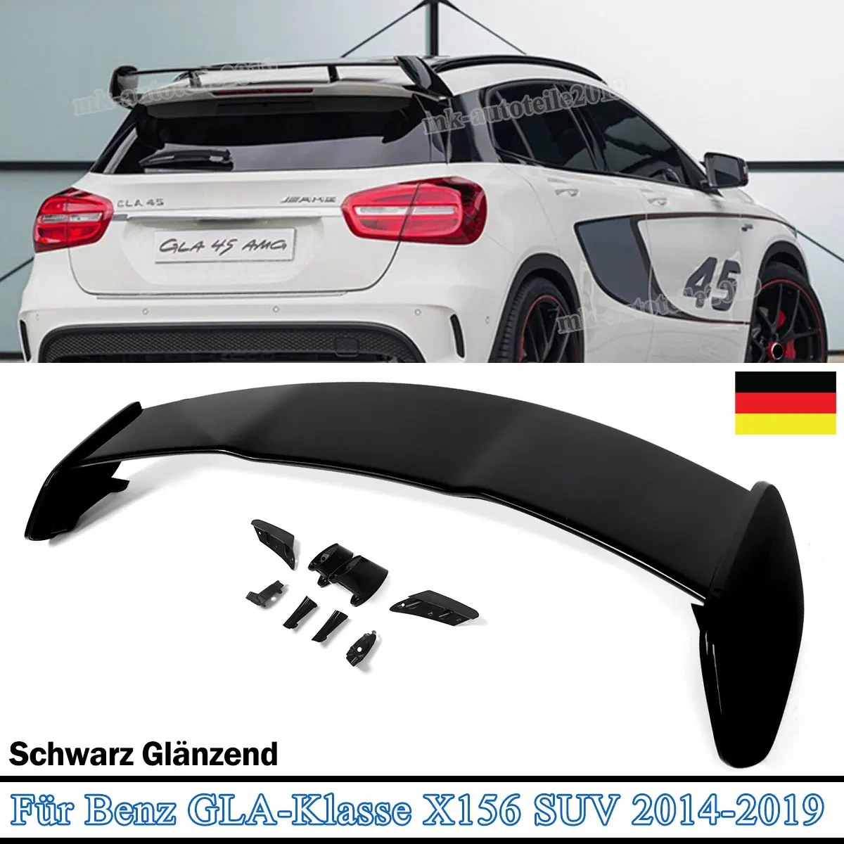 

Gloss Black Rear Trunk Spoiler Wing Kit for Mercedes Benz GLA-Class X156 GLA180 GLA200 GLA250 GLA45 AMG Rear Roof Spoiler
