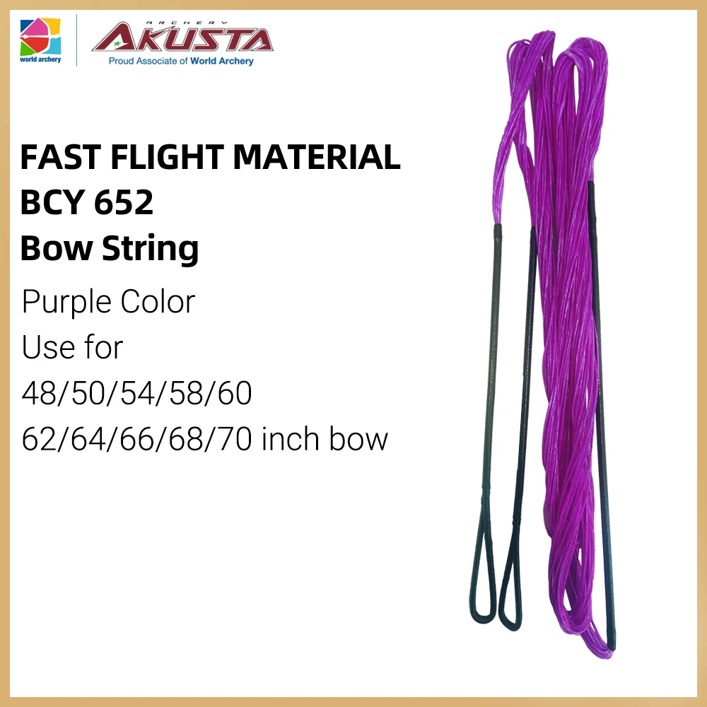 Akusta Recurve Bow String Fast Flight Material BCY 652 16 Strands Purple Use For 48-70 Inch Bow