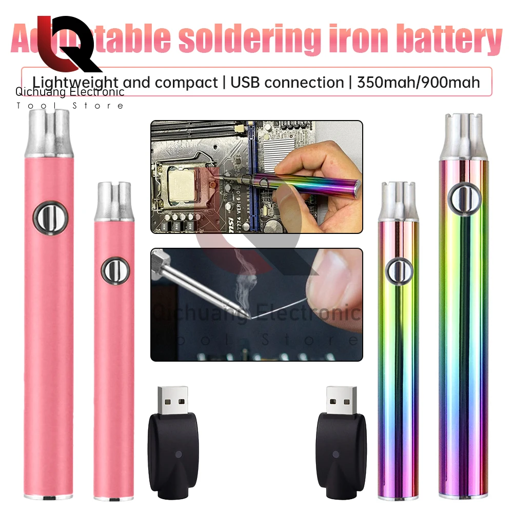 350/900mAh 510 Thread Battery Pen Solder Iron Shaped Button Battery Set Heat Devices Adjustment Heating Mini Soldering Iron Kit