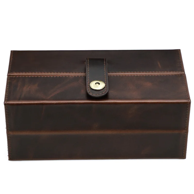 Crazy Horse Cowhide Handmade Mechanical Watch Storage Box Travel Portable Anti Drop Three Position Watch Box