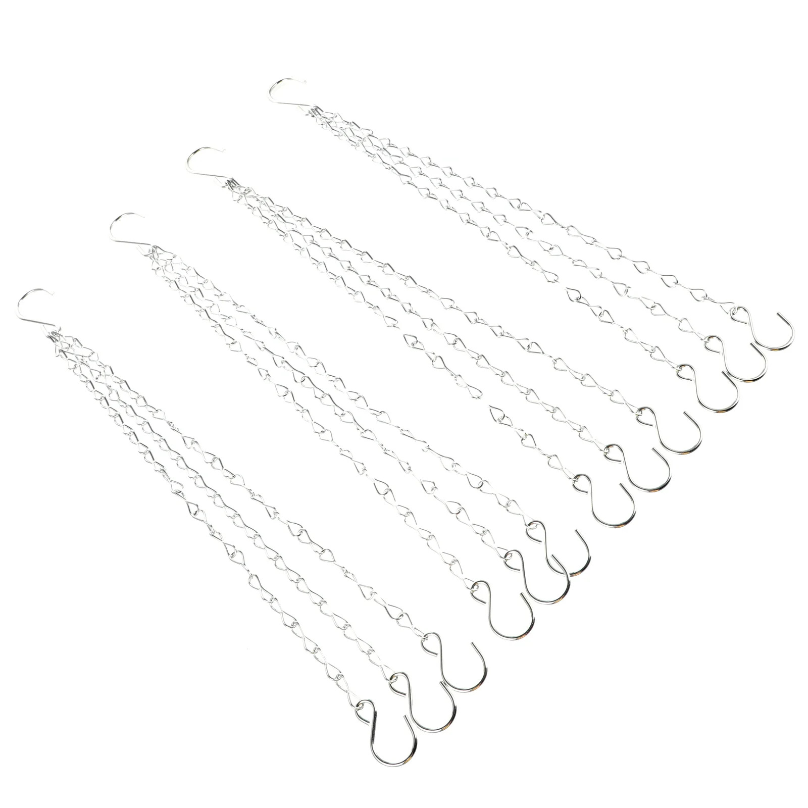 

4 Pcs The Chain Flower Basket Hanging Pot Metal Flowerpot Iron Garden Tools Silver Chains