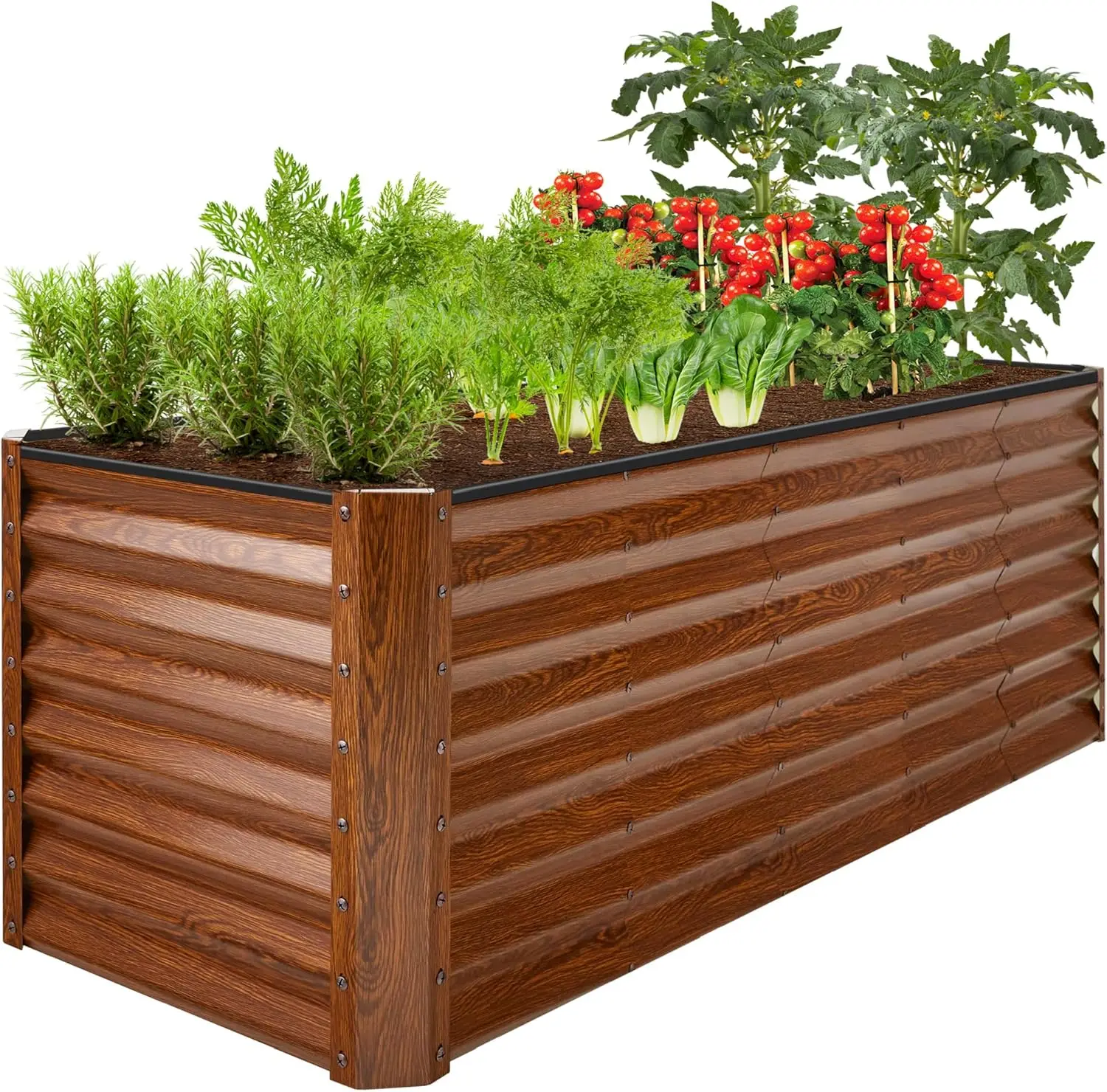 

8x2x2ft Raised Outdoor Metal Garden Bed, Rectangular Planter Box for Herbs, Flowers, and Deep Root Vegetables w/ 240 Gallon Capa