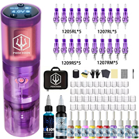 Tattoo Kit POSEIDON High Quality Tattoo Pen Kit For Permanent Makeup Tattoo Machine New Purple Tattoo Power Supply Tattoo Gun Ki