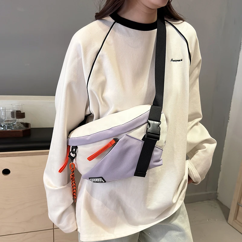 New Contrasting colors Chest Rig Bag Women Fanny Pack Streetwear Chest Bags Unisex Nylon Hip hop Waist Bag Girls Phone pocket