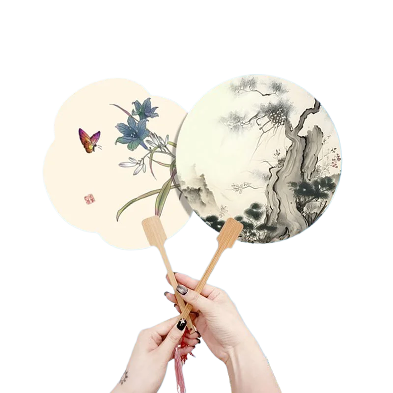 Chinese Cultural Creative Tuan Fan Chinese Ancient Style Blank DIY Xuan Paper Fan Calligraphy Painting Graffiti Rice Paper Fan