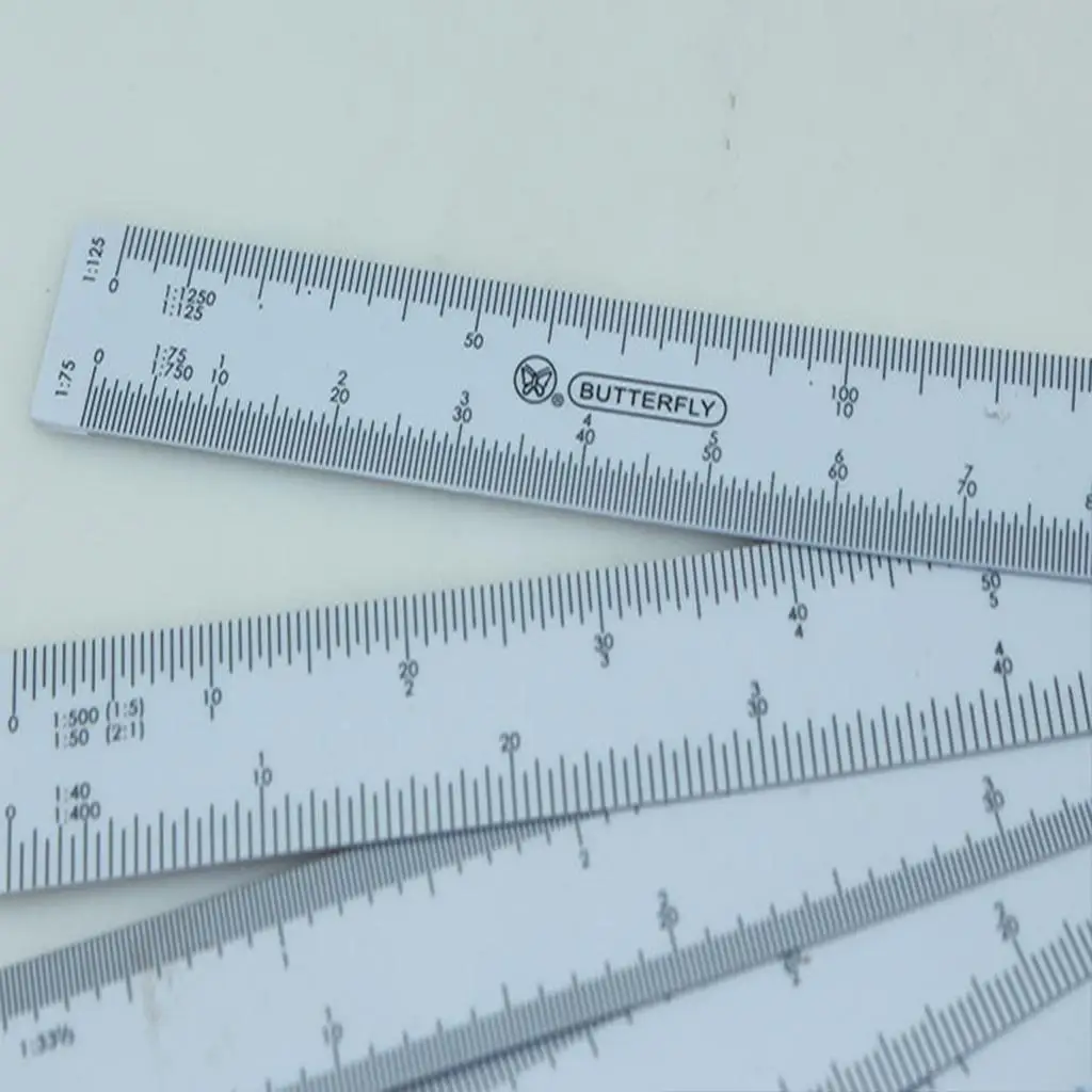 Graphics Scale Metric Ruler Foldable Flexible Fan Shape Easy Read Ruler for Architect Mechanical Draftsmen Measuring