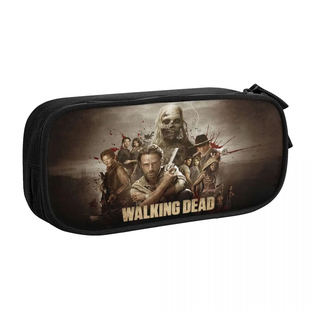 Horror Zombie TV Show The Walking Dead Pencil Case for Boys Gilrs Large Storage Pen Box Bag School Supplies