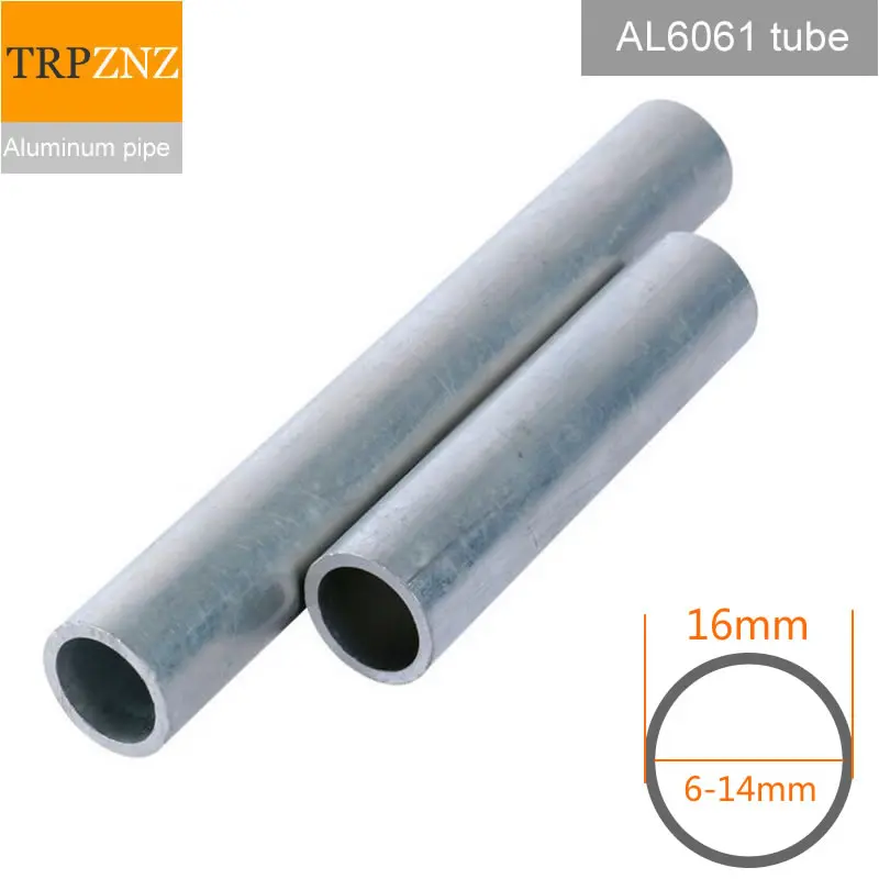 

OD16mm 6063 aluminum round tube outer diameter 16mm inner 14m 13mm 9mm 6mm Hard straight aluminum pipe thin thick wall