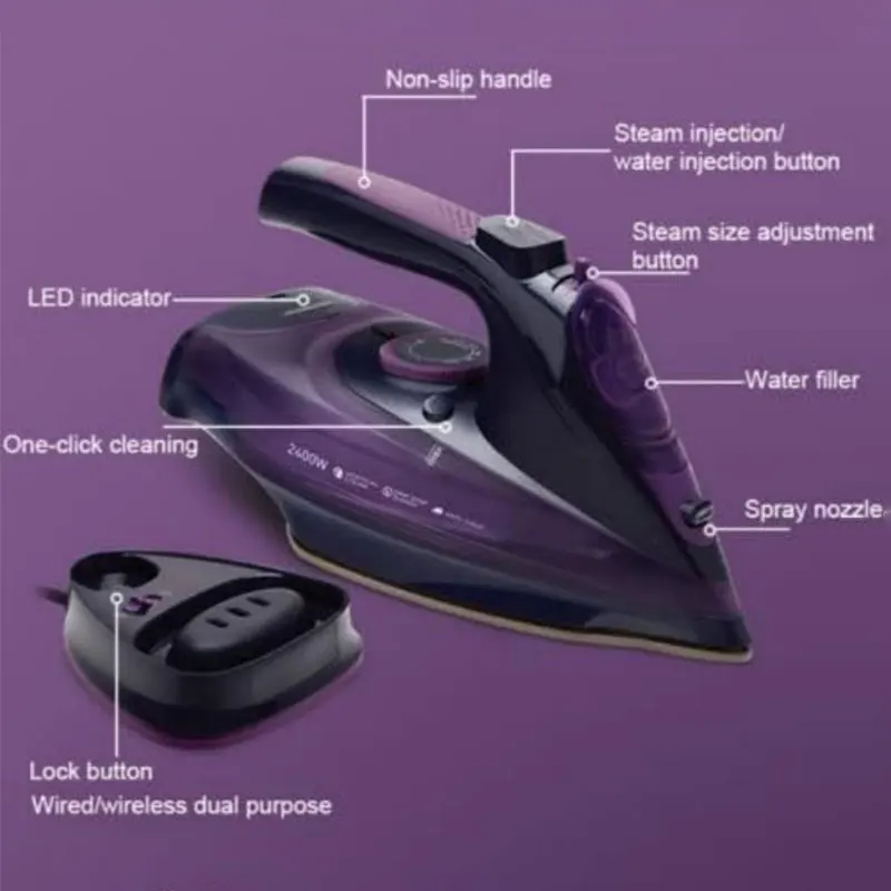 2400W Handheld Electric Iron, Clothes Ironing Machine, Wireless Seat Steam Iron,Clothes Steamer