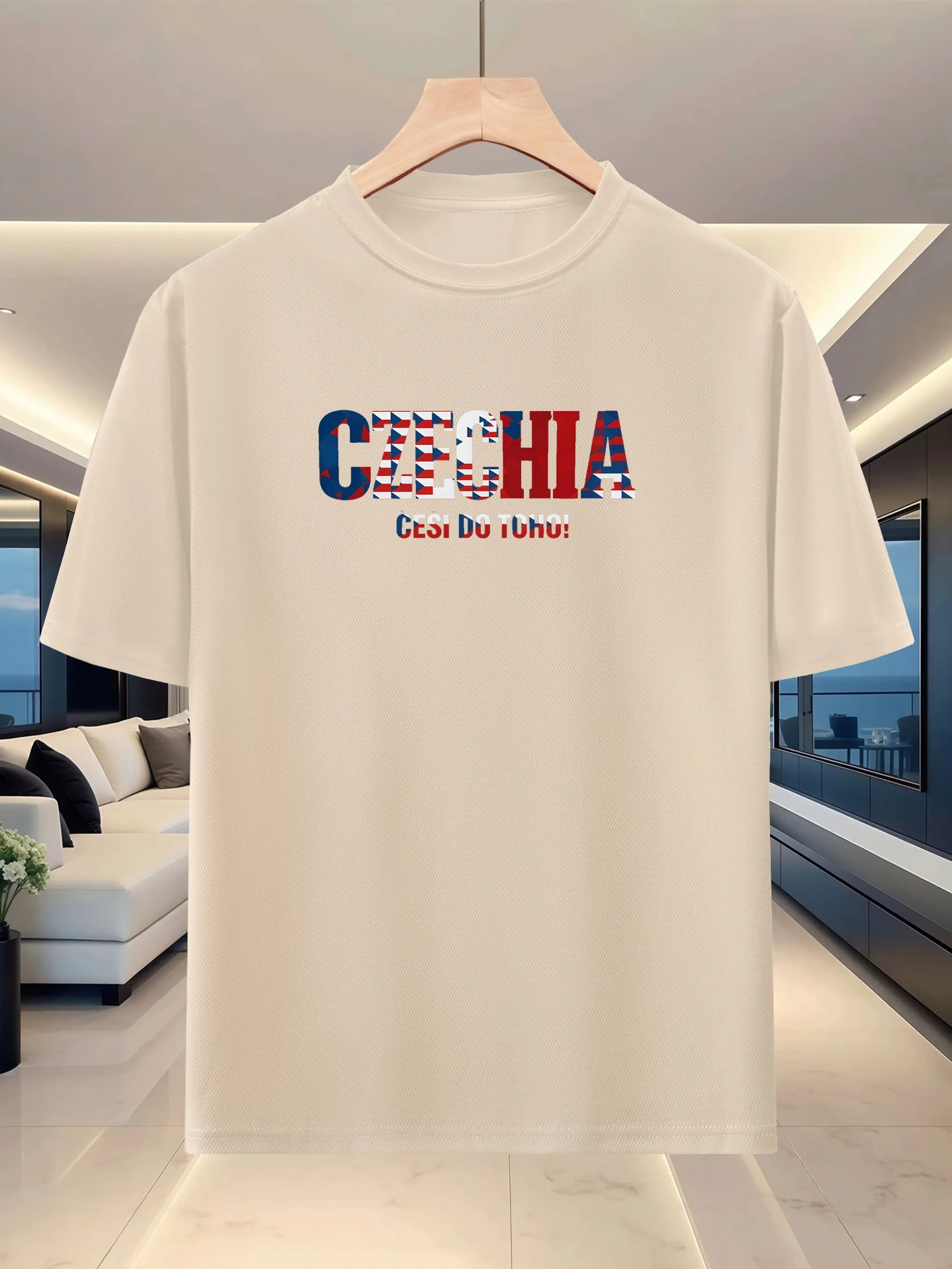 Men's Summer Round-neck Short-Sleeve Casual Sportswear National English Theme Series Printed T-Shirt - Czech