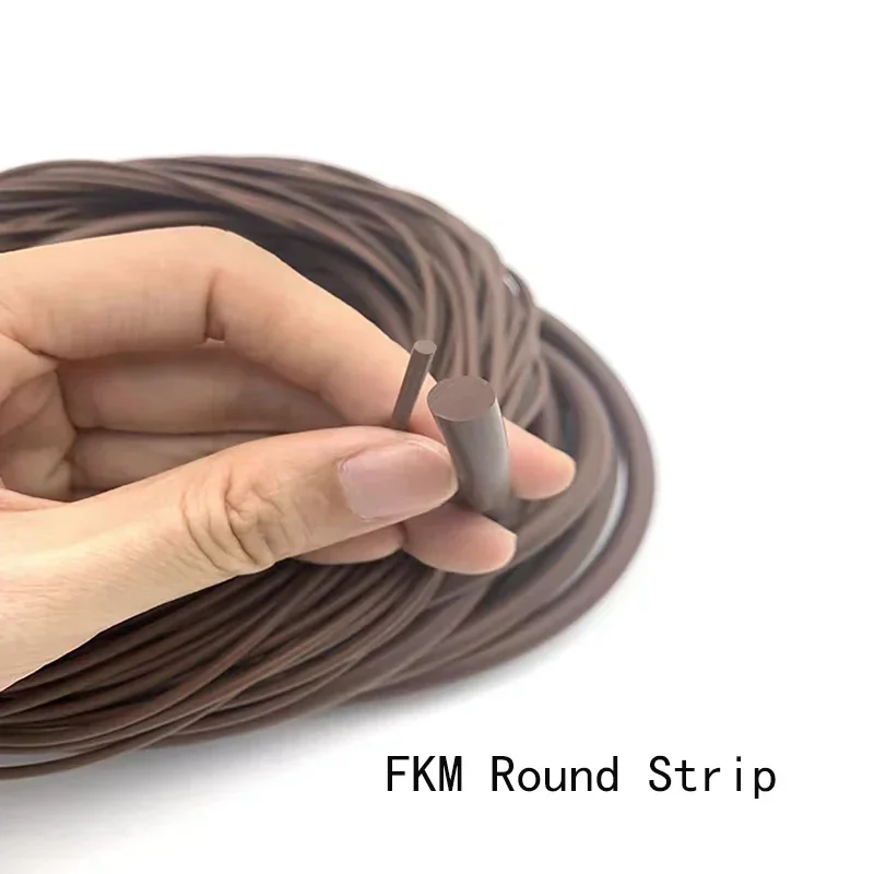 2/3/5M Round FKM Fluorine Rubber Strip Brown Chemical Resist High Temp Oil Fluororubber Cord Seal Gasket Solid Not Foaming