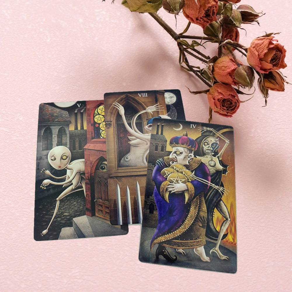 12×7CM Deviant Moon Divination Tarot: Borderless Edition Cards and Guide Book 78Cards