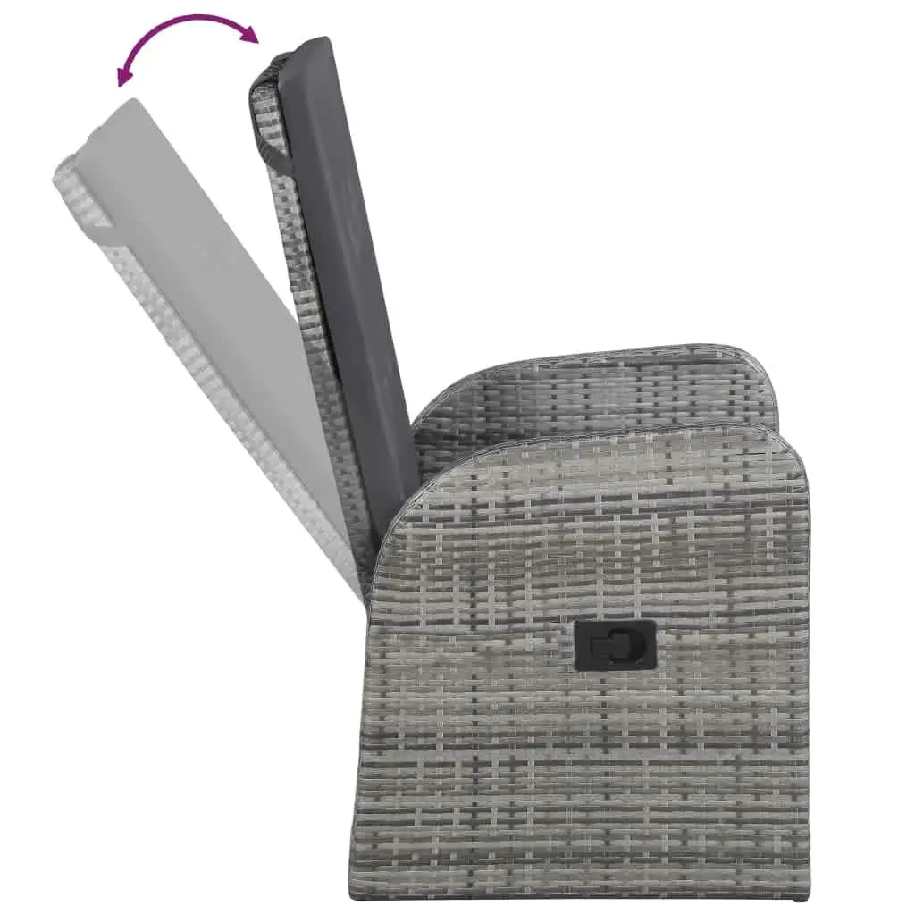 Garten-Ess-Set aus grauem PE-Rattan, pulverbeschichtetem Stahl mit Glastisch