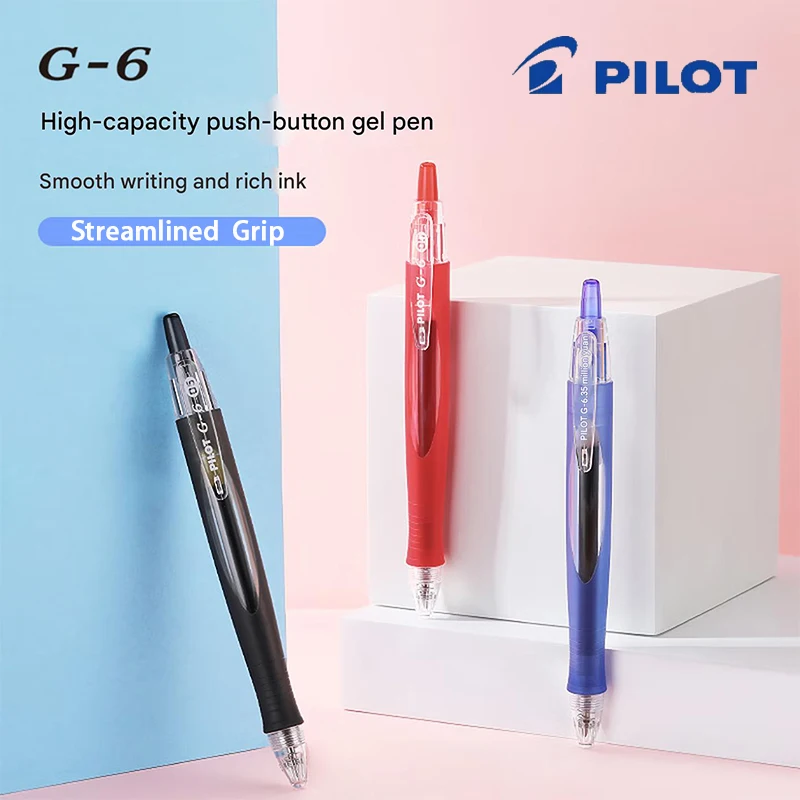 

PILOT G6 Gel Ink Pen Retractable 0.5mm Bullet Tip Streamlined Body High-Capacity Exam Pens Long Writing Students Office Supplies