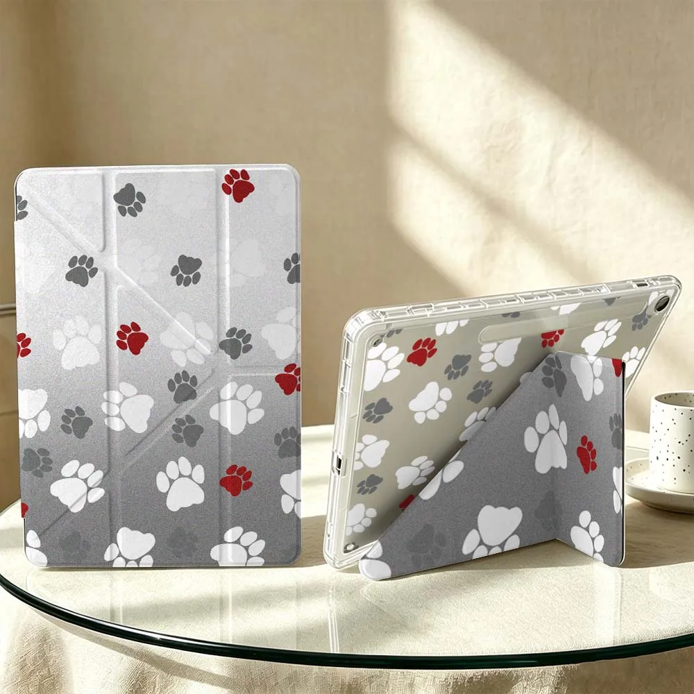 Cartoon Gray Red Paw For Samsung Galaxy Tab S6 S7 S8 S9 S10 S11 A8 A9 A11 Lite FE Plus 3Y Tablet Case Soft