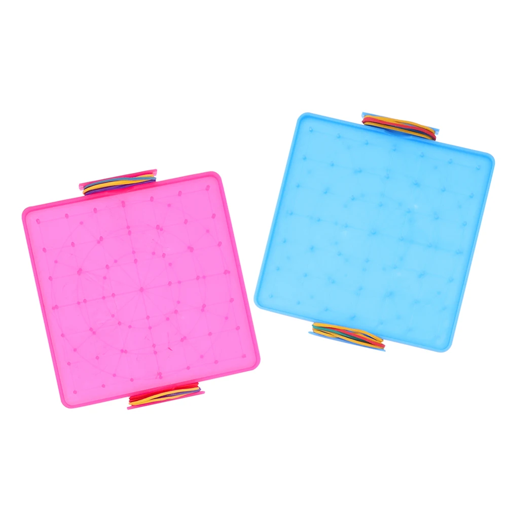 

2pcs Student Pegboard Double Sided Geoboard Math Shape Blocks Activity Board For Fine Motor Skills Classroom Set