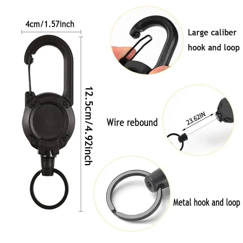 1/2/4pcs Outdoor Retractable Keychain Heavy Duty Carabiner Badge Holder Retractable ID Badge Clip Reel Key Chain for Fishing
