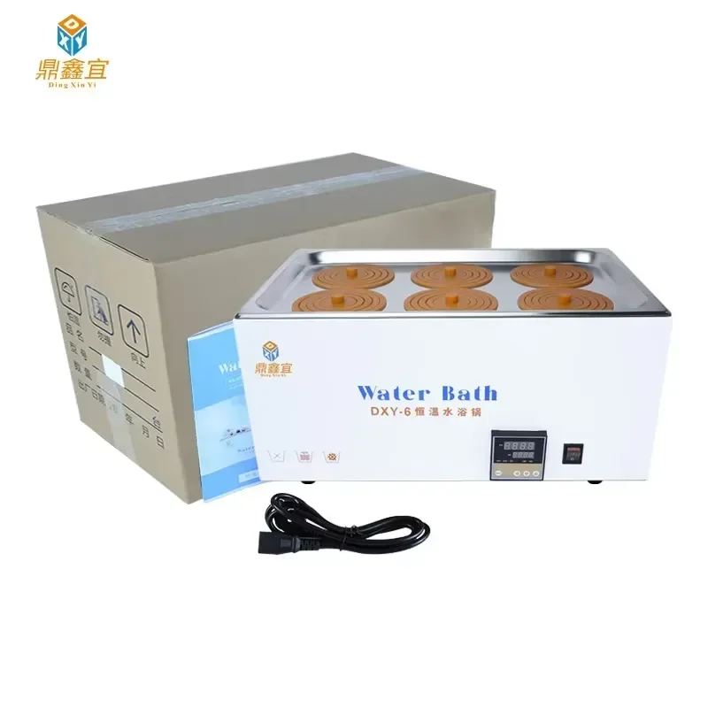 Digital Water Bath 6 Holes Lab Thermostatic Constant Temperature Heating Tank with Selectable Timing Anti burned
