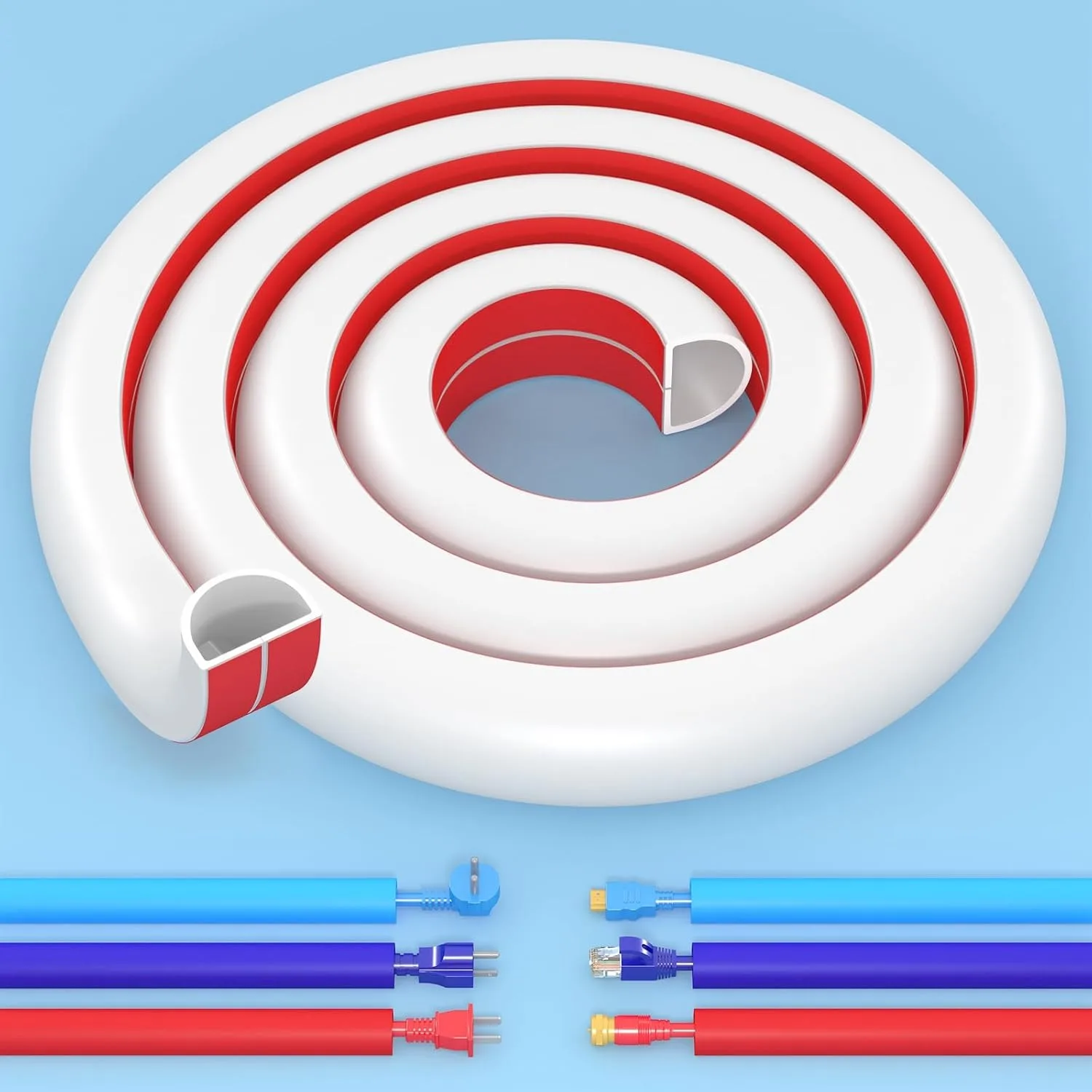 1PC 1/3/5m Flexible Floor Cable Cover Rubber Cord Self-Adhesive Wall Cord Hider Internet Wire Duct Slot Cable Management