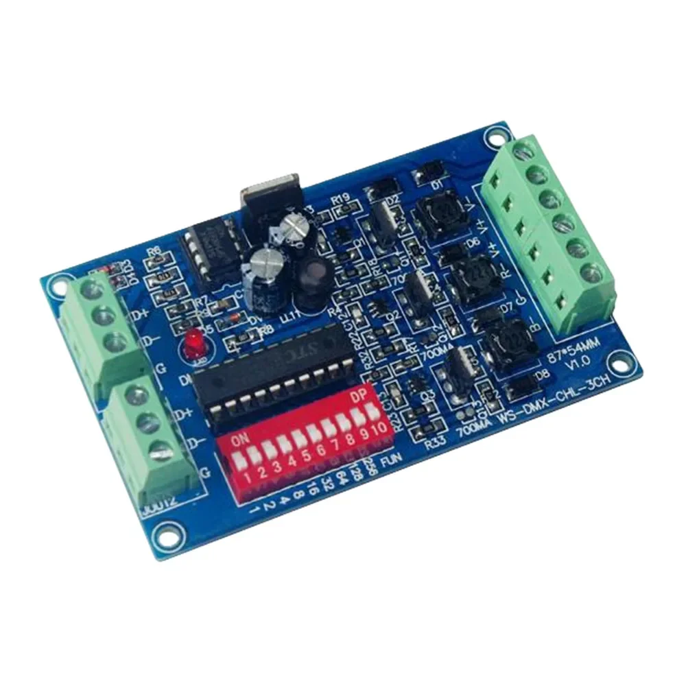 

WS-DMX-CHL-3CH-HV-350MA constant current 350ma/700ma High-power 3CH dmx Controller Decoder DC5~24V WS-DMX-CHL-3CH-HV-750MA