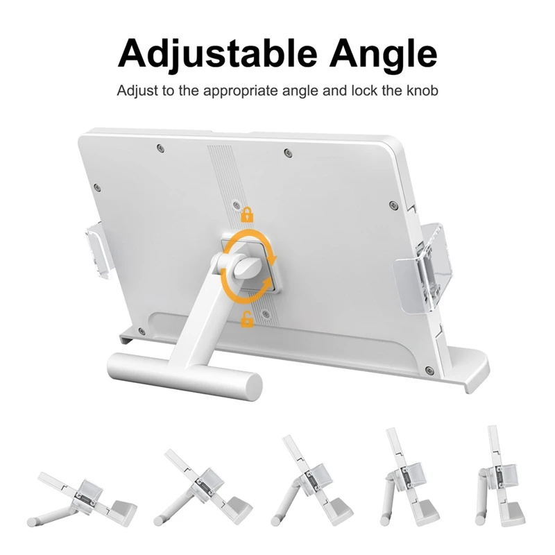 Hands-Free Book Stand - Adjustable, Expandable Holder For Comfortable Reading - 90° Angle, Transparent Page Clips Easy To Use