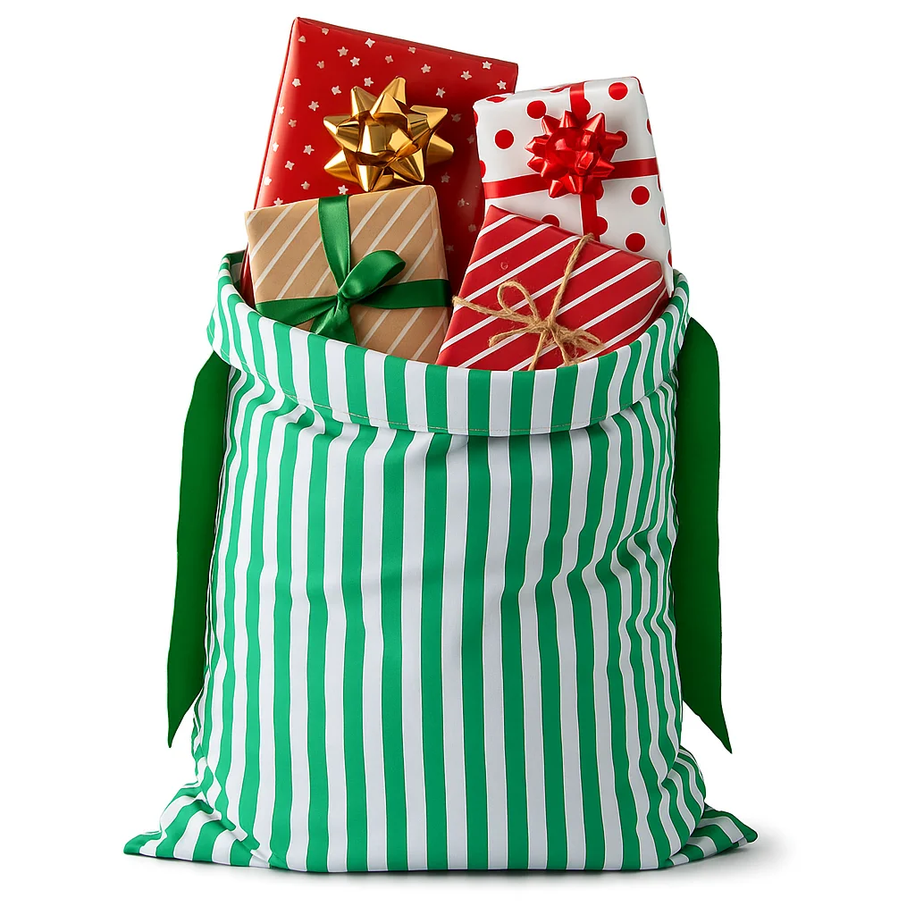 مخطط عيد الميلاد سانتا كيس قابلة لإعادة الاستخدام قماش الحلوى شنطة هدايا سعة كبيرة سانتا كلوز هدية عيد الميلاد حقيبة للأطفال #5