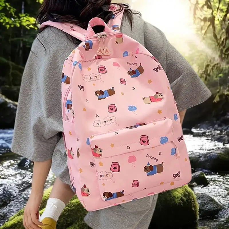 حقيبة ظهر مطبوعة على شكل فن الجرو الساحر، كيس أكاديميا كاجوال كبير الحجم، حقيبة سفر معاصرة وفريدة من نوعها تحية