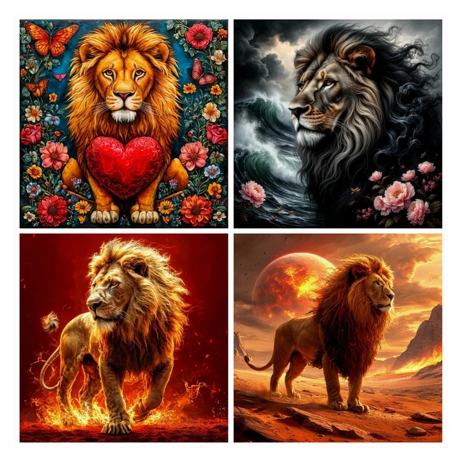 Lion Fox Cat Diy Diamond Painting Kits Jewelry Cross Stitch New Collection Animals Full Drill Mosaic Embroidery Picture Size