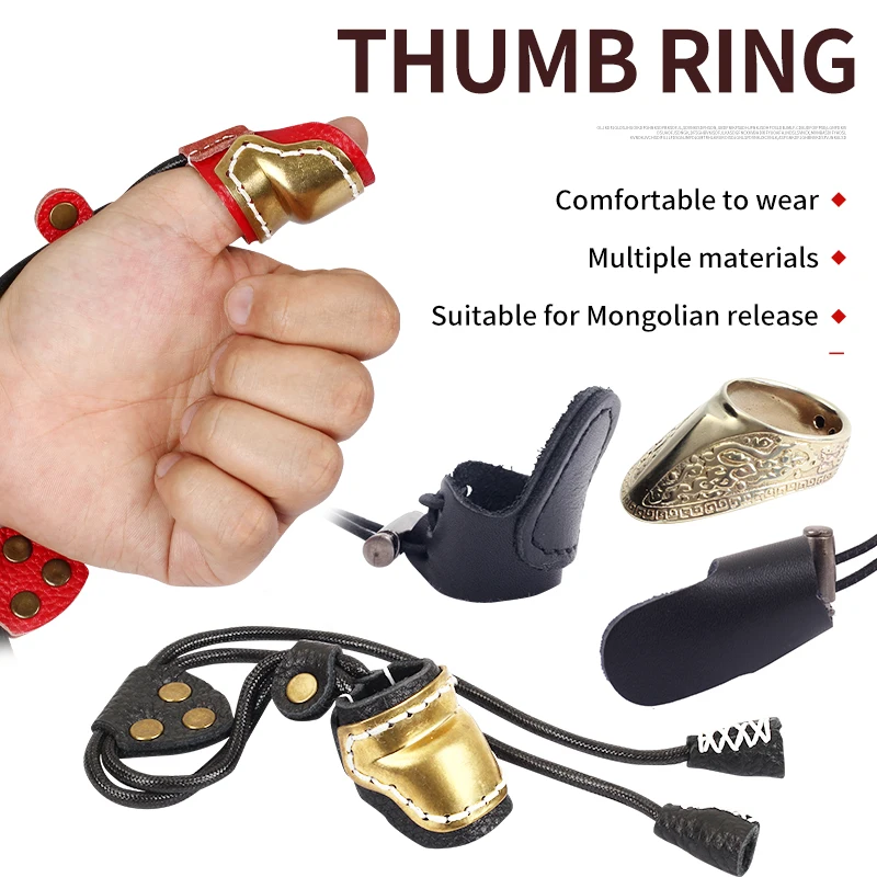 

Archery Thumb Ring Finger Tab Protector Guard Leather Traditional Recurve Longbow Bow and Arrow Set Hunting Equipment Trainer